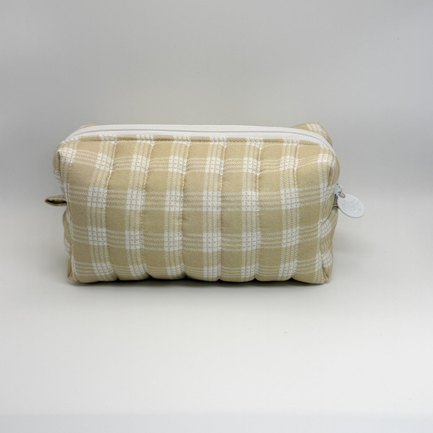 Beige Palaka Print Pouch - Small