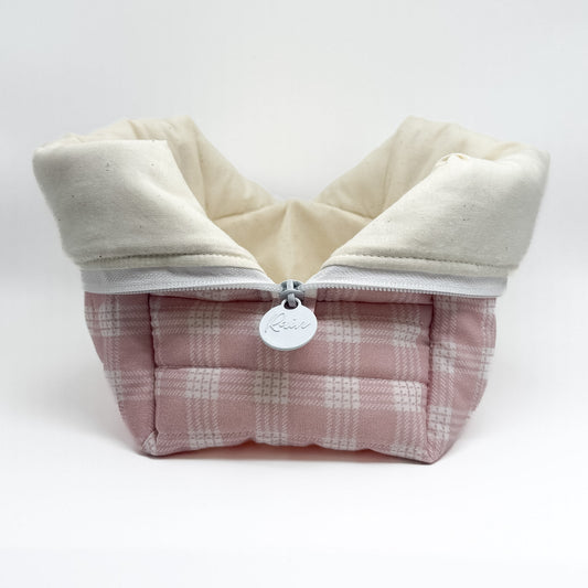 Pink Palaka Print Pouch - Large