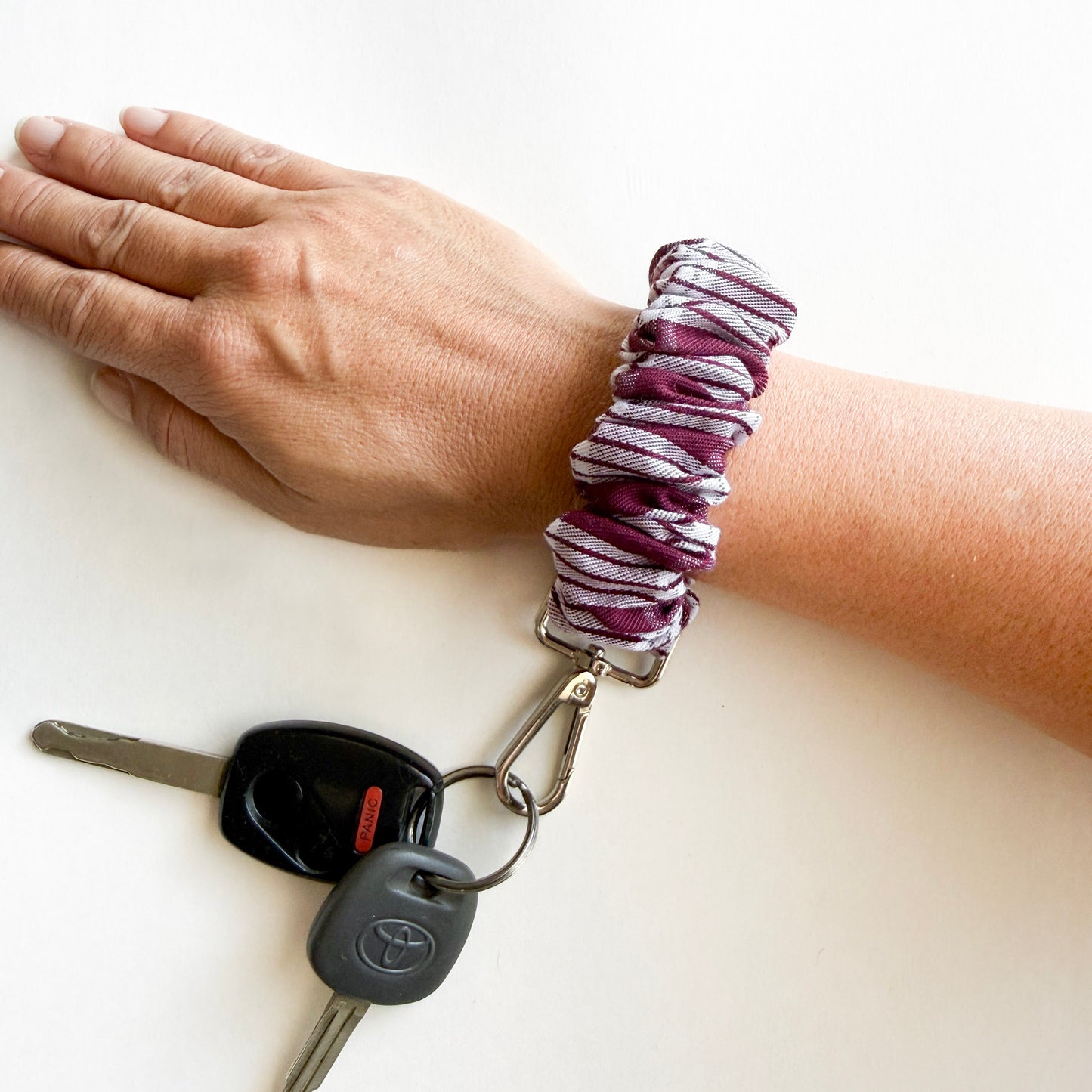 Plum Palaka (Woven) Scrunchie Wristlet