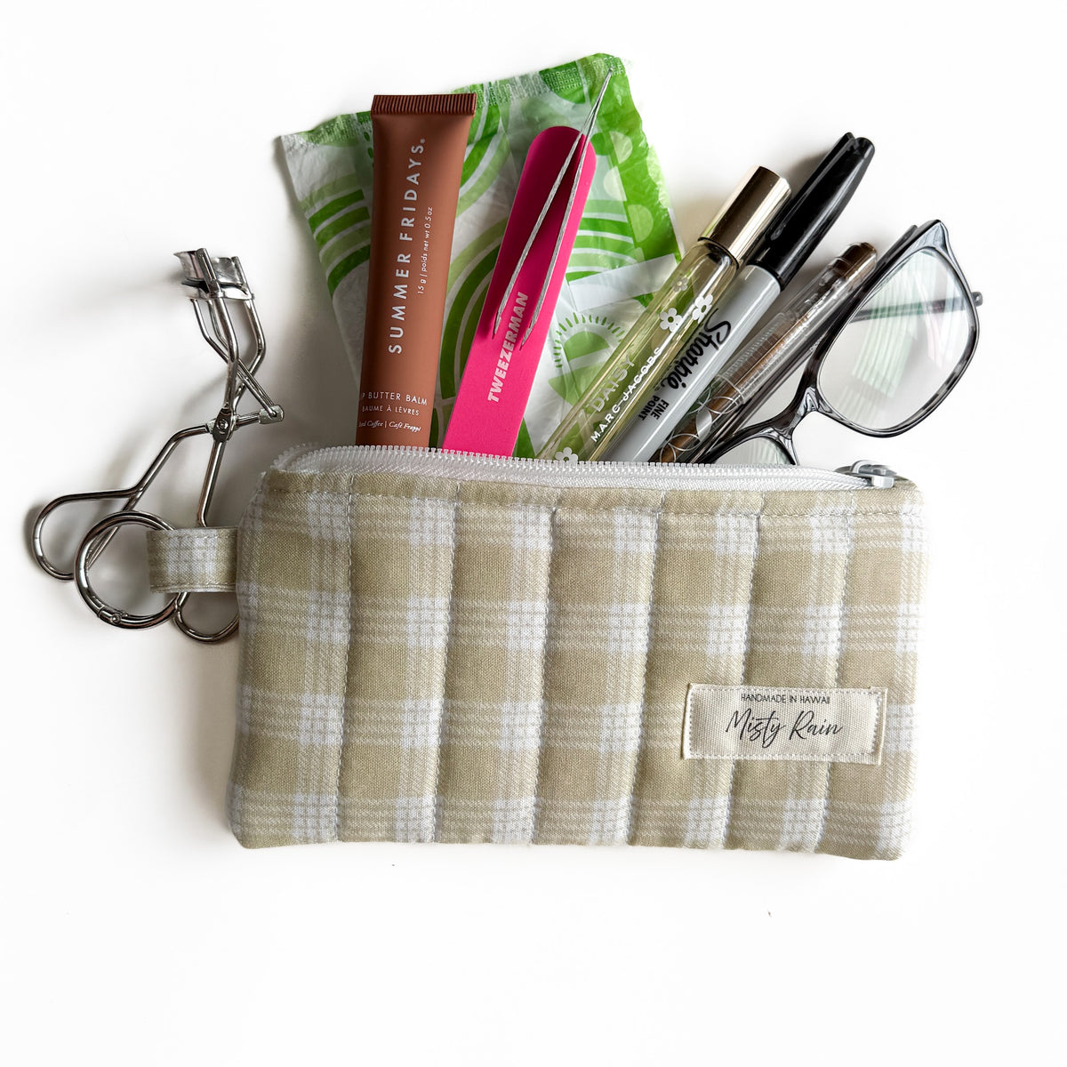 Beige Palaka Print Slim Organizer