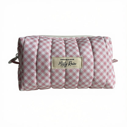 Cotton Candy Pink Gingham Pouch - Small