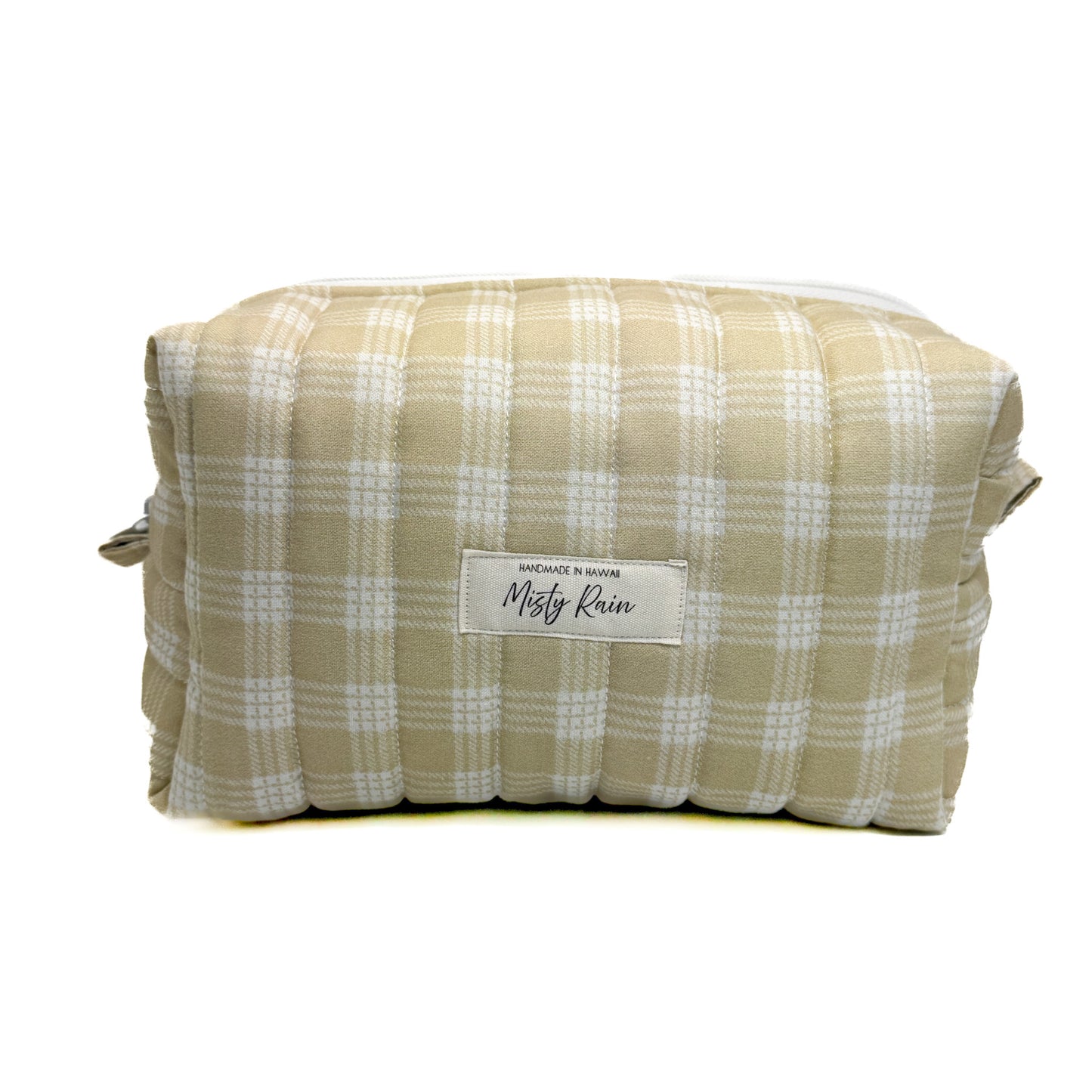 Beige Palaka Print Pouch - Large