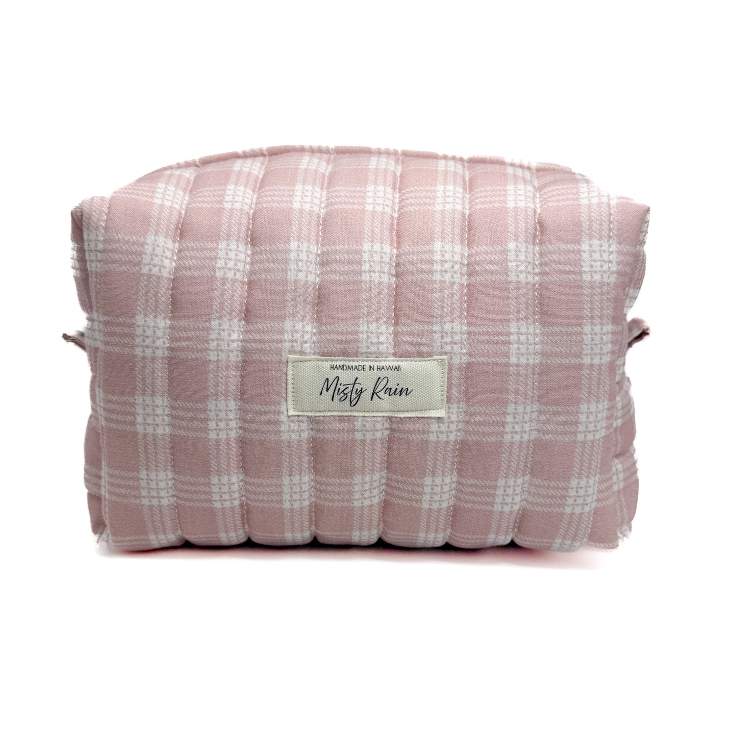 Pink Palaka Print Pouch - Large