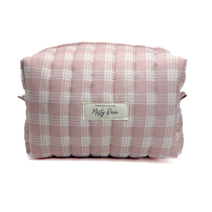 Pink Palaka Print Pouch - Large