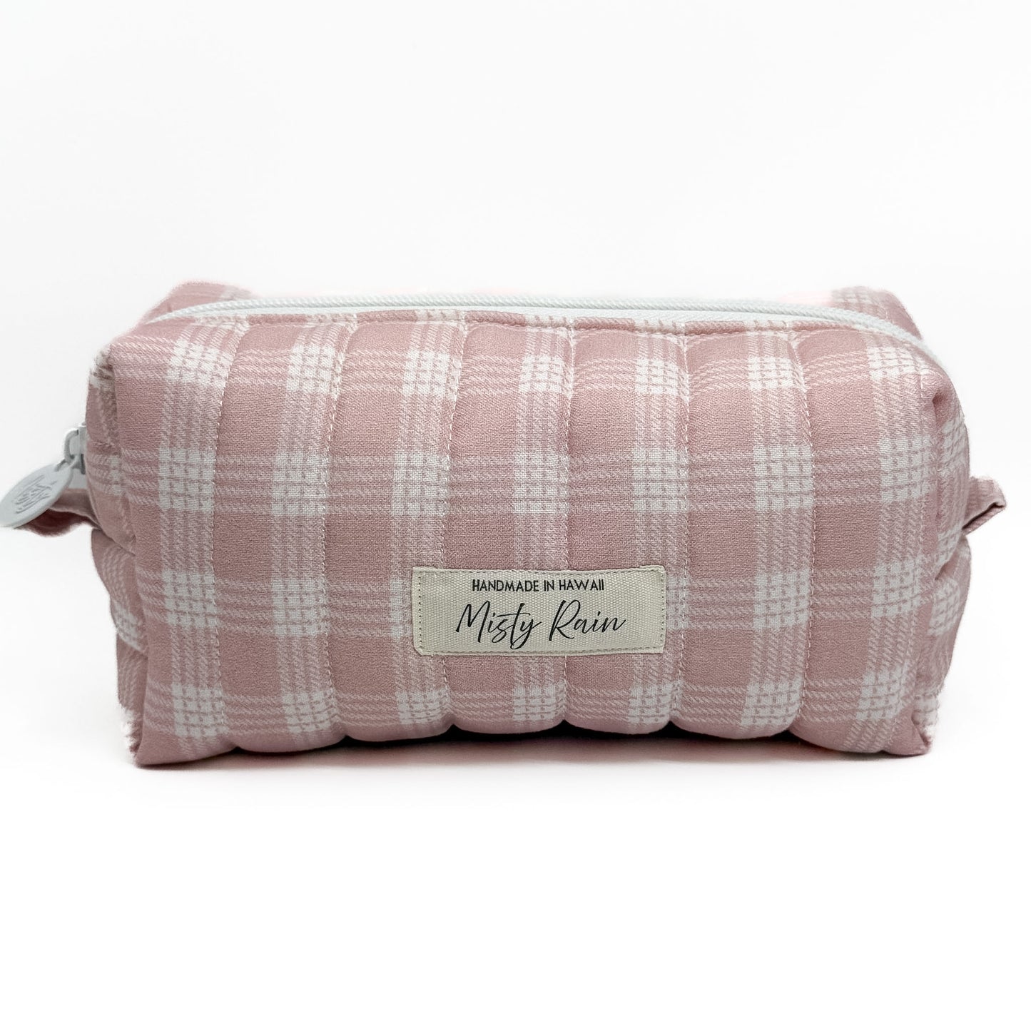 Pink Palaka Print Pouch - Small