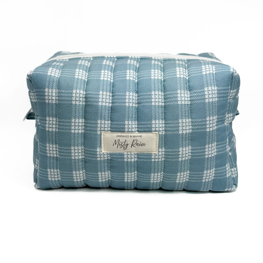 Blue Palaka Print Pouch - Large