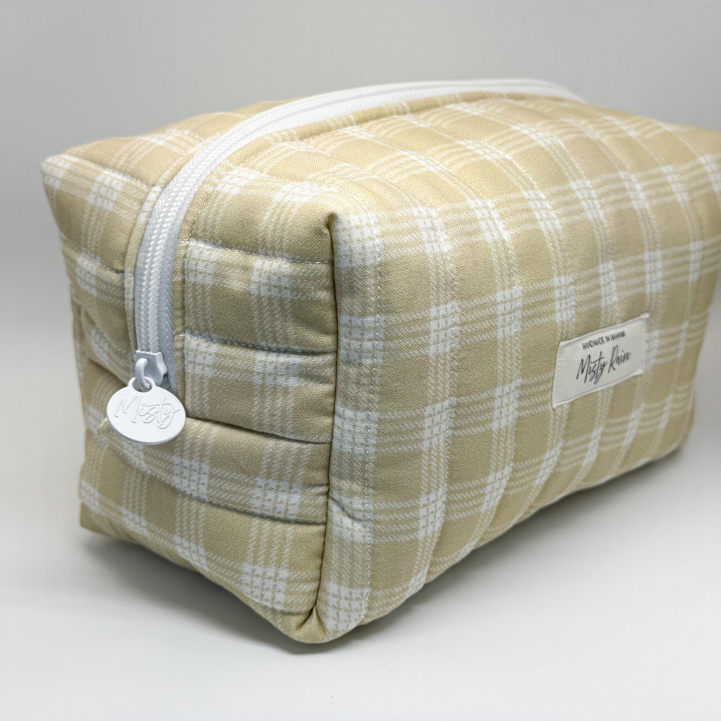 Beige Palaka Print Pouch - Large