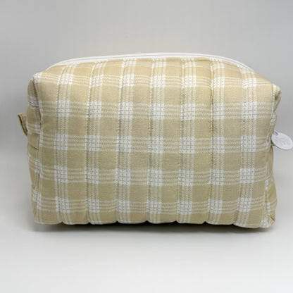 Beige Palaka Print Pouch - Large