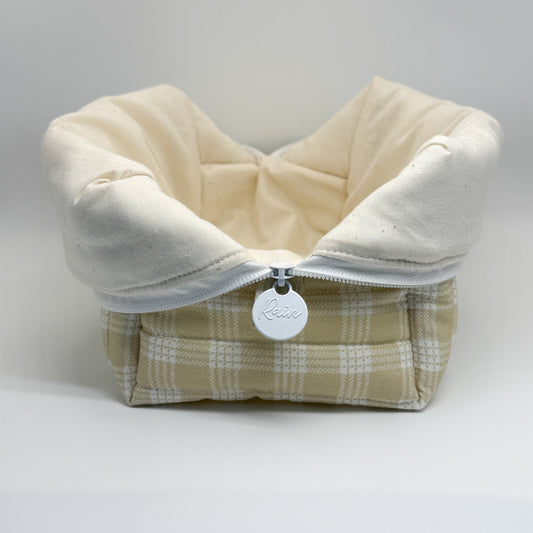 Beige Palaka Print Pouch - Large