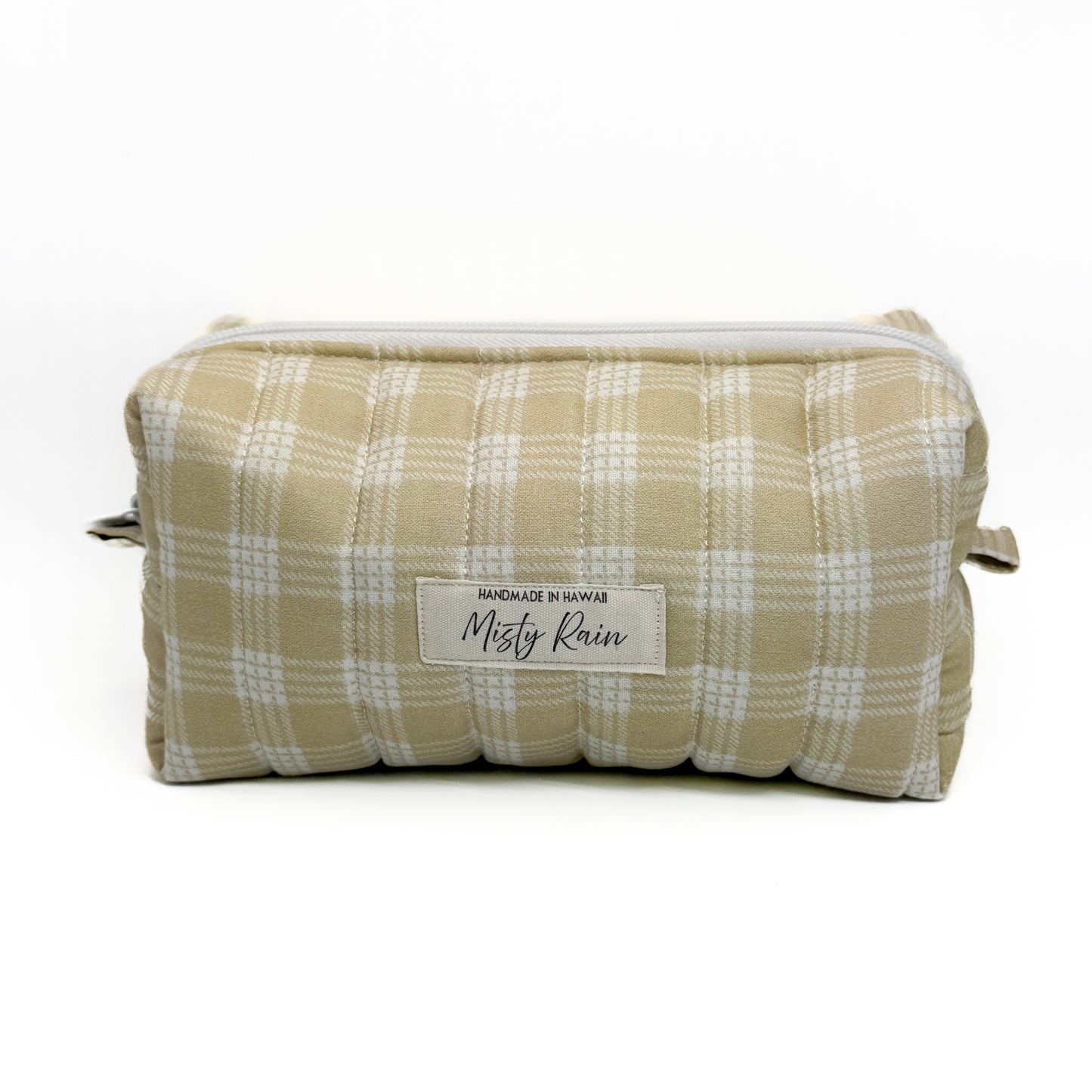 Beige Palaka Print Pouch - Small