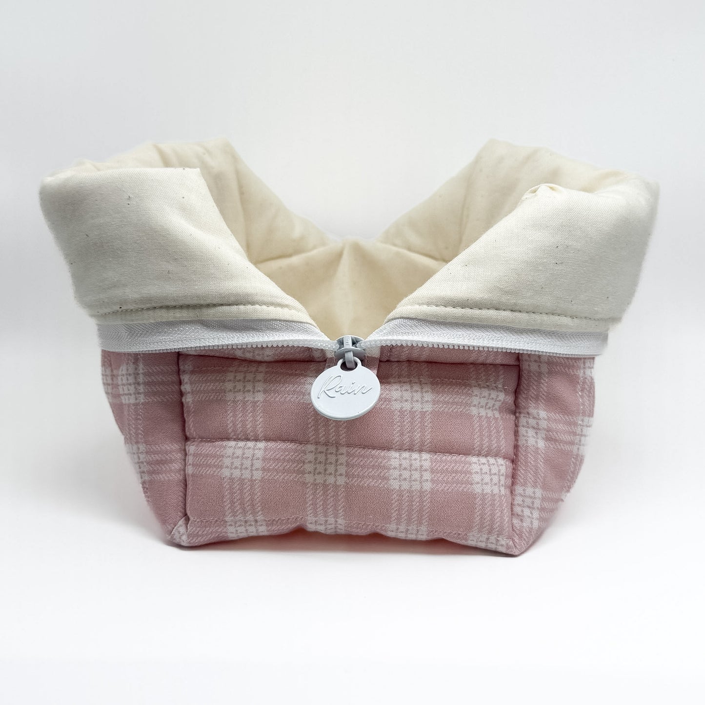 Pink Palaka Print Pouch - Large