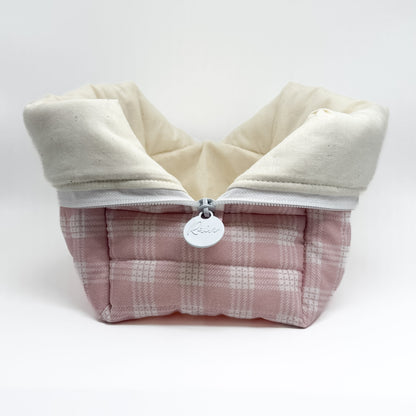 Pink Palaka Print Pouch - Large