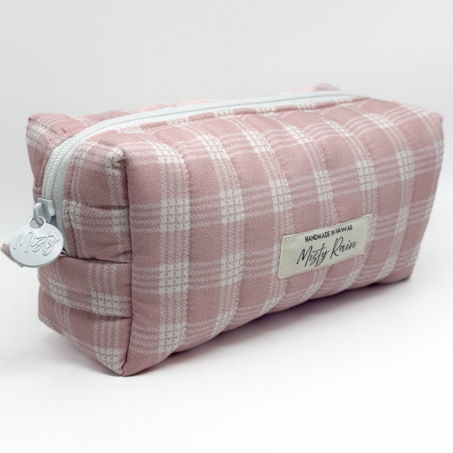 Pink Palaka Print Pouch - Small