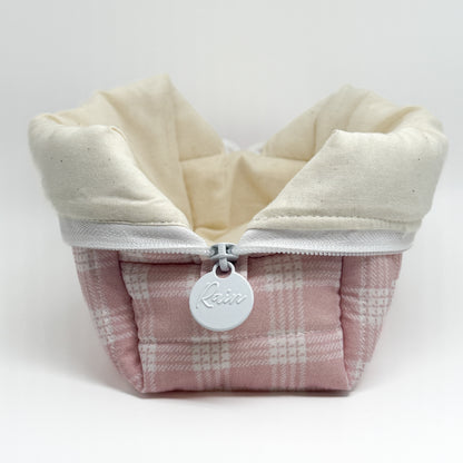 Pink Palaka Print Pouch - Small