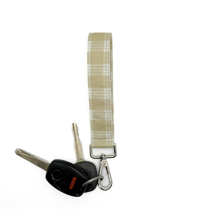 Beige Palaka Print Wristlet