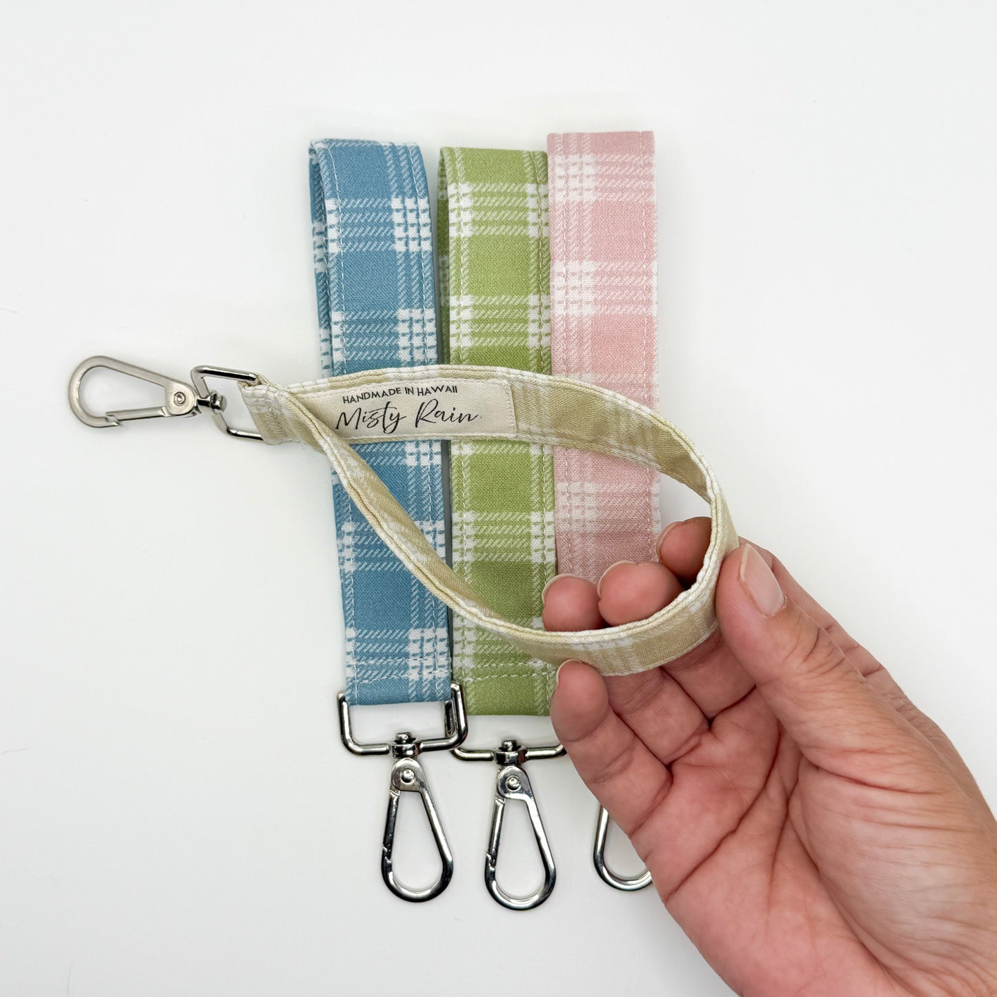 Beige Palaka Print Wristlet