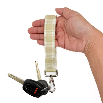 Beige Palaka Print Wristlet