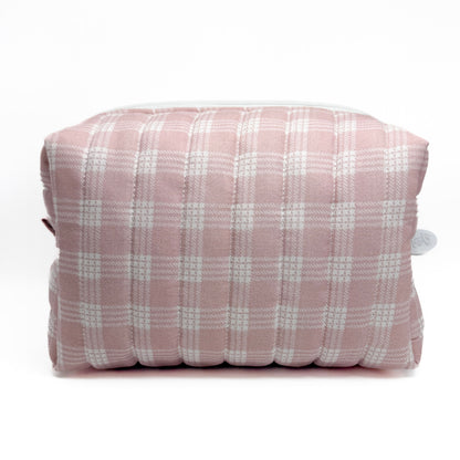 Pink Palaka Print Pouch - Large