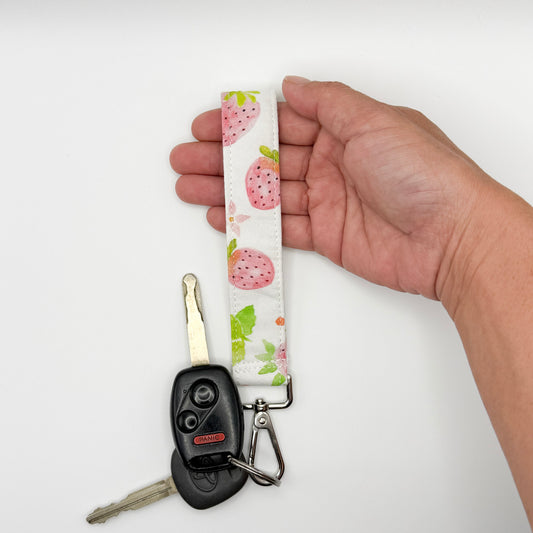 White Strawberry Fields Wristlet