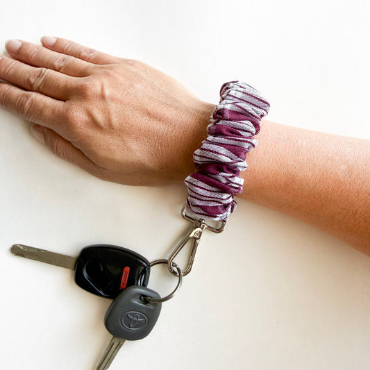 Plum Palaka (Woven) Scrunchie Wristlet