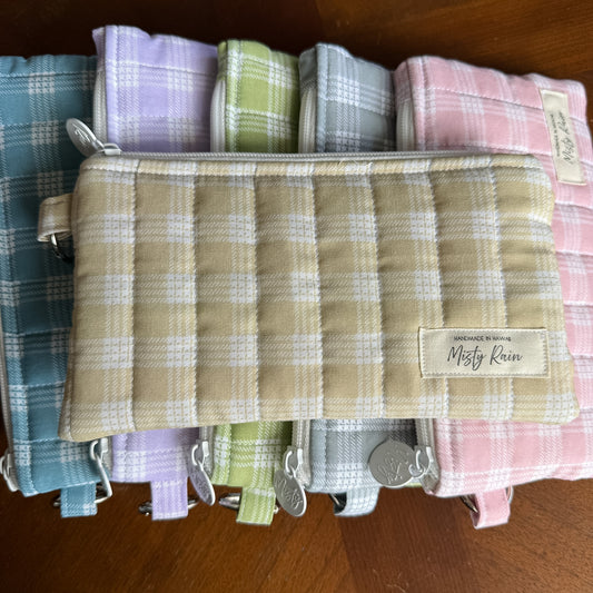 Beige Palaka Print Phone Clutch