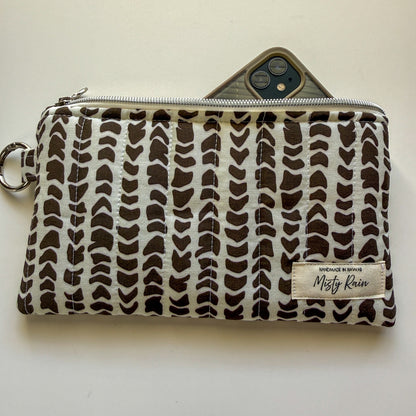 Brown Hebrew Phone Clutch