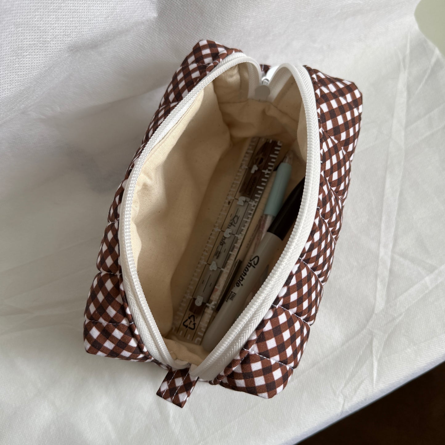 Cinnamon Gingham Pouch - Small