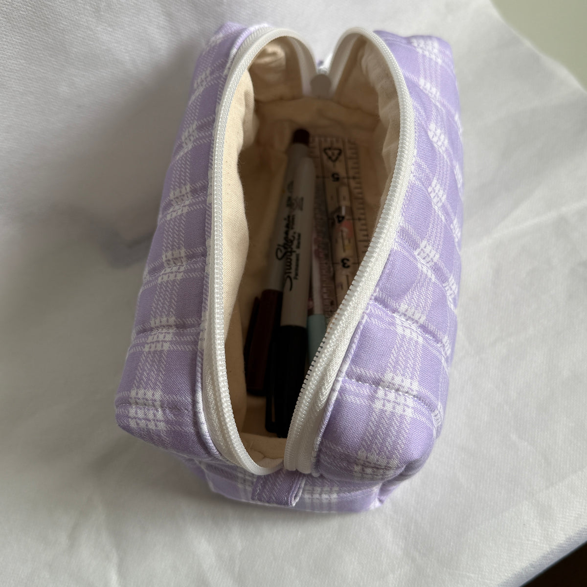 Lilac Palaka Print Pouch - Small