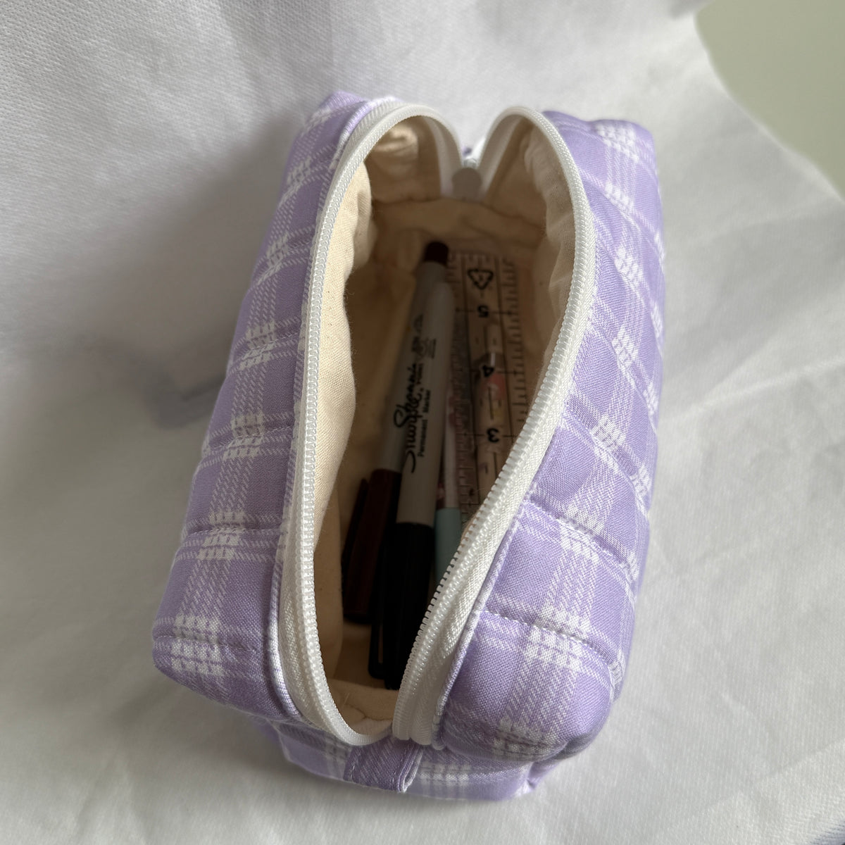 Lilac Palaka Print Pouch - Small