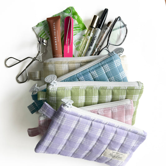 Light Pink Gingham Slim Organizer