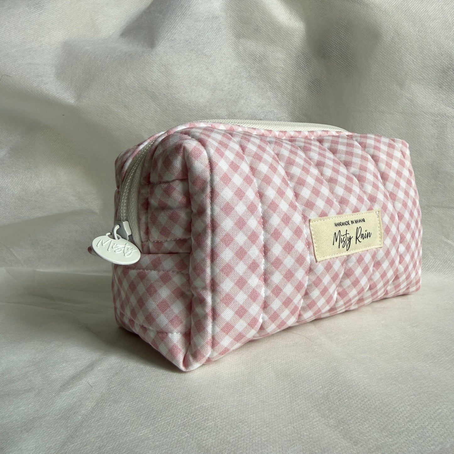 Cotton Candy Pink Gingham Pouch - Small