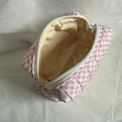 Cotton Candy Pink Gingham Pouch - Small