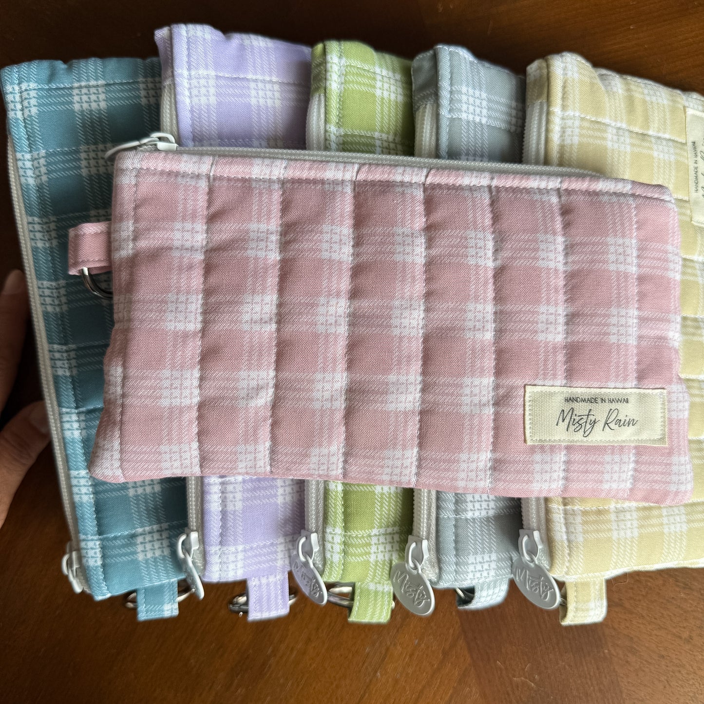 Dusty Pink Palaka Print Phone Clutch