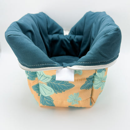 Sunset Teal Hibiscus Pouch