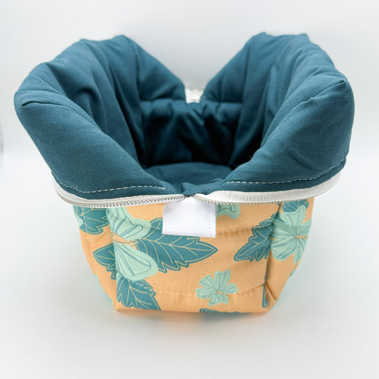 Sunset Teal Hibiscus Pouch