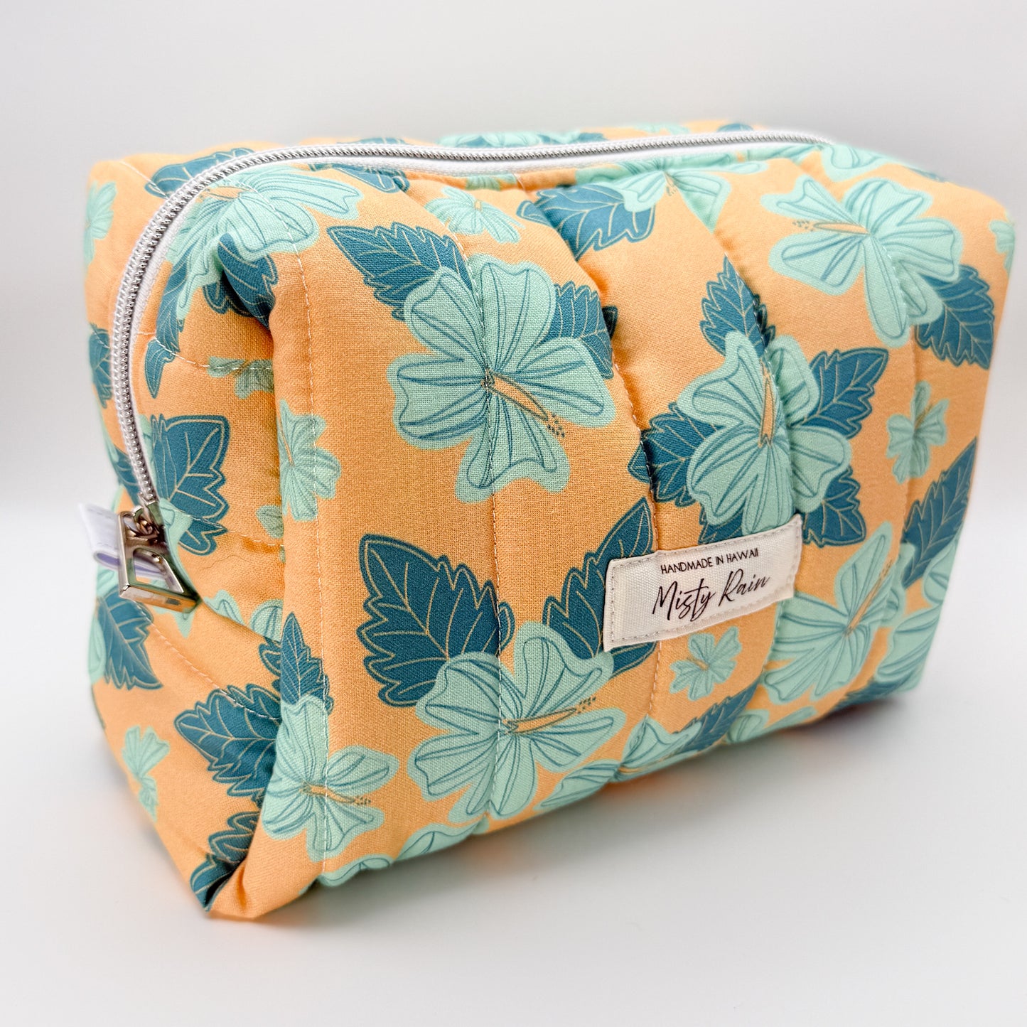 Sunset Teal Hibiscus Pouch