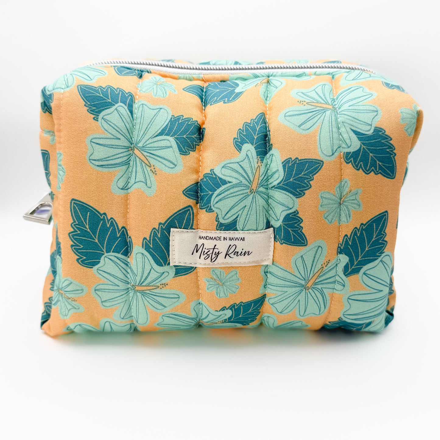 Sunset Teal Hibiscus Pouch